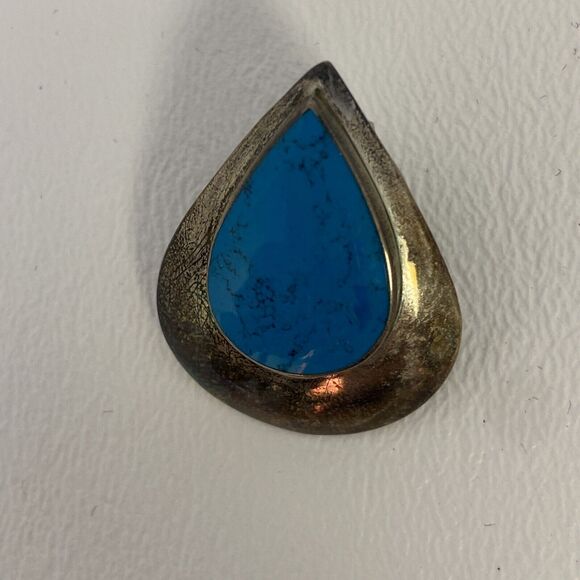 Sterling Silver Turquoise Teardrop Earrings Posts Pierced Vintage - Picture 7 of 9